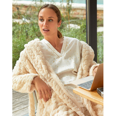 Fancy crossed dressing gown ESSENTIEL Ecru | Lingerie le Chat