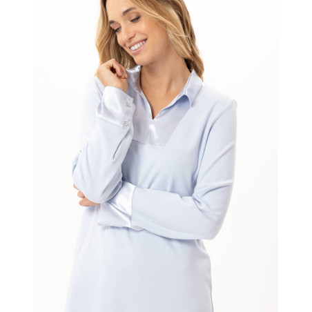 Chemise de nuit en coton ANDY Ciel | Lingerie le Chat