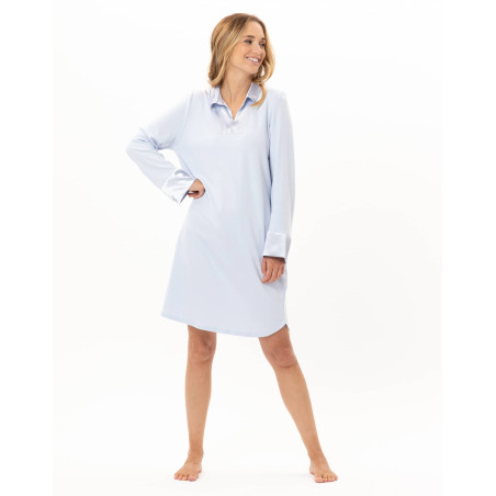 Chemise de nuit en coton ANDY Ciel | Lingerie le Chat