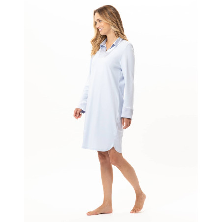 Chemise de nuit en coton ANDY Ciel | Lingerie le Chat