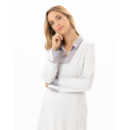 Chemise de nuit en coton ANDY Gris Chine | Lingerie le Chat