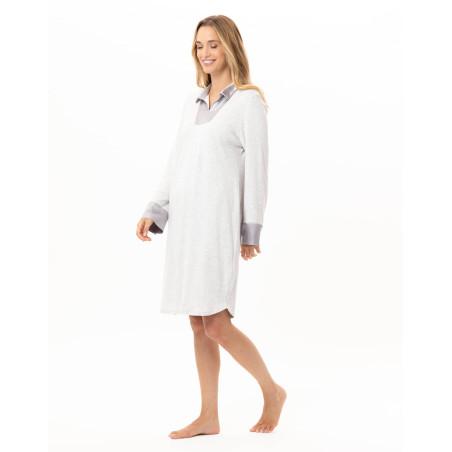 Chemise de nuit en coton ANDY Gris Chine | Lingerie le Chat