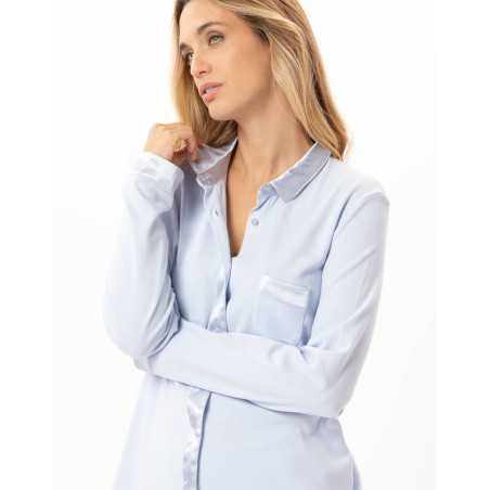 Pyjama boutonné en coton ANDY Ciel | Lingerie le Chat