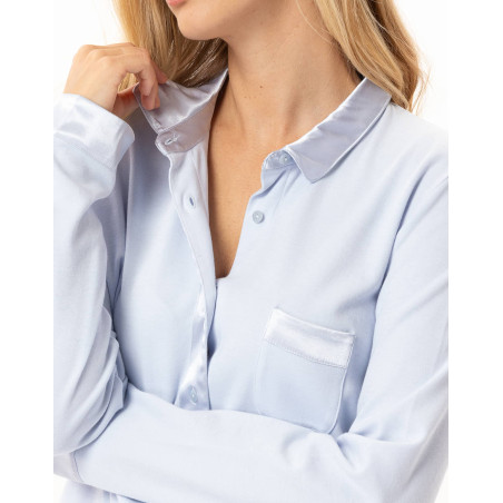 Pyjama boutonné en coton ANDY Ciel | Lingerie le Chat