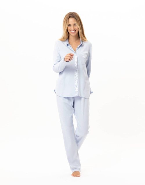 Pyjama boutonné en coton ANDY Ciel | Lingerie le Chat