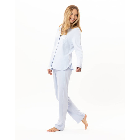 Pyjama boutonné en coton ANDY Ciel | Lingerie le Chat