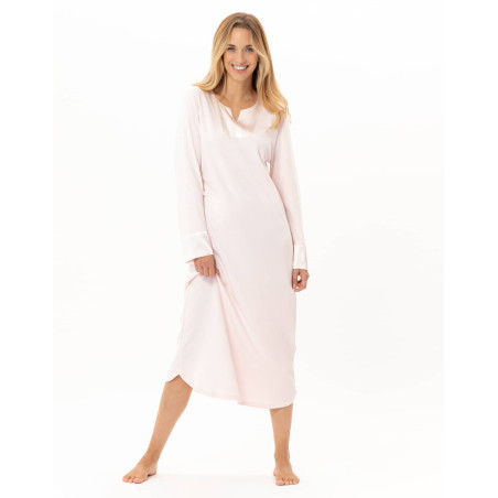 Chemise de nuit longue en coton ANDY Rose | Lingerie le Chat