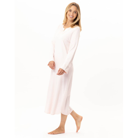 Chemise de nuit longue en coton ANDY Rose | Lingerie le Chat