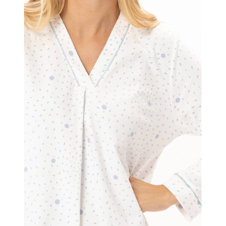 Chemise de nuit en coton COSY Ecru / Ciel | Lingerie le Chat