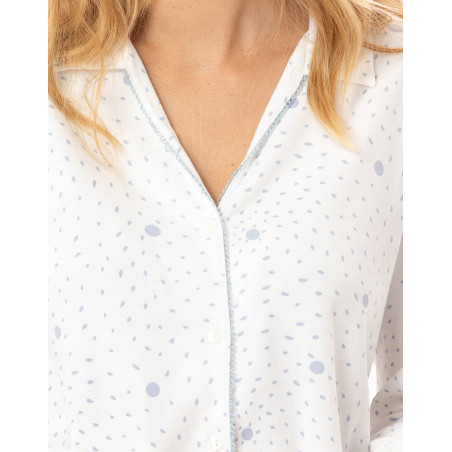 Cotton button-down pyjamas COSY Ecru / Sky | Lingerie le Chat