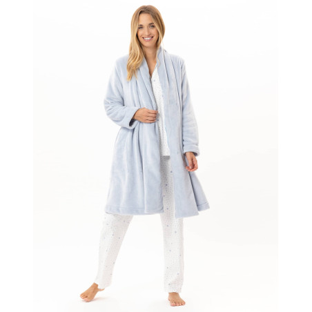 Cotton button-down pyjamas COSY Ecru / Sky | Lingerie le Chat