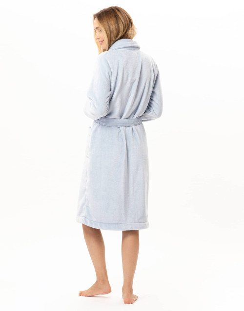 Robe de chambre boutonnée en peluche flanelle ESSENTIEL Ciel