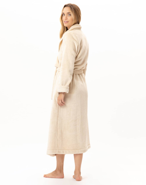 Peignoir croisé long en peluche flanelle ESSENTIEL Coquille