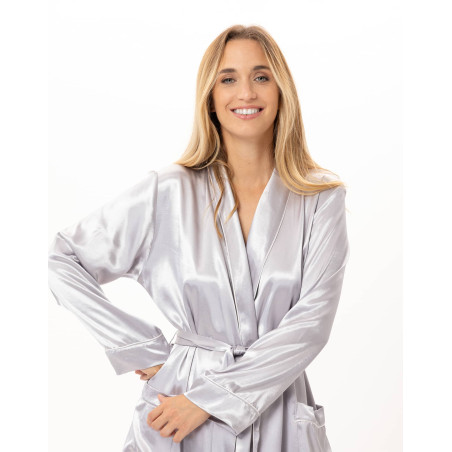 Peignoir en viscose DARCY Perle | Lingerie le Chat
