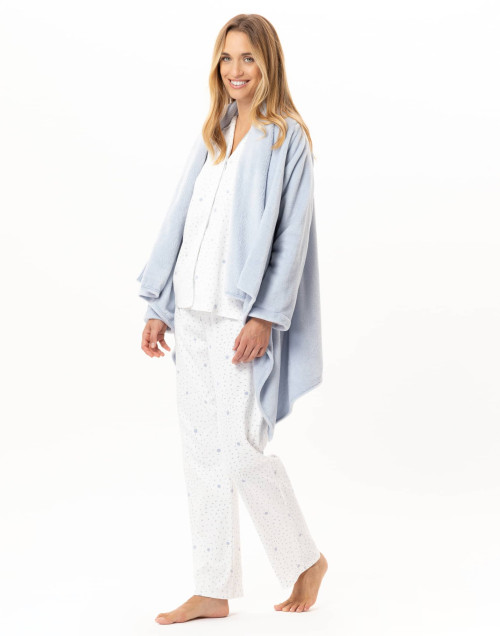 Asymmetrical plush flannel jacket ESSENTIEL Sky