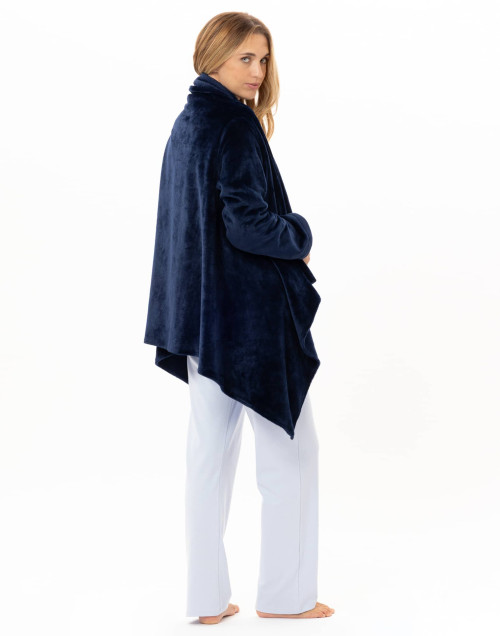 Asymmetrical plush flannel jacket ESSENTIEL Navy Blue