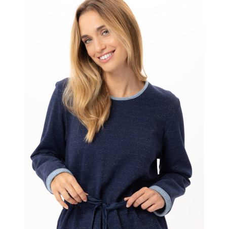 Ensemble homewear en molleton lurex ECLAT Marine | Lingerie le Chat