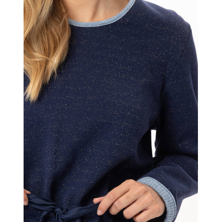 Ensemble homewear en molleton lurex ECLAT Marine | Lingerie le Chat