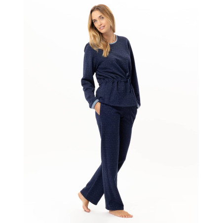 Ensemble homewear en molleton lurex ECLAT Marine | Lingerie le Chat