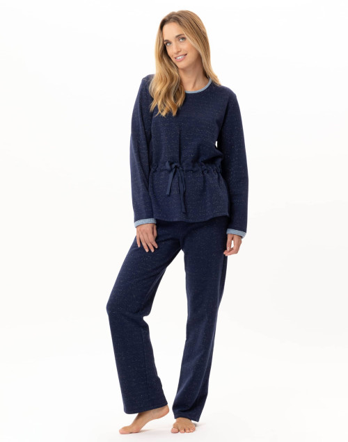 Ensemble homewear en molleton lurex ECLAT Marine | Lingerie le Chat