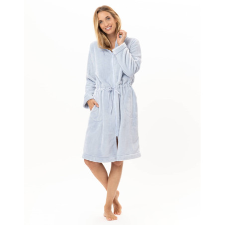 Veste zippée en peluche flanelle ESSENTIEL Ciel | Lingerie le Chat