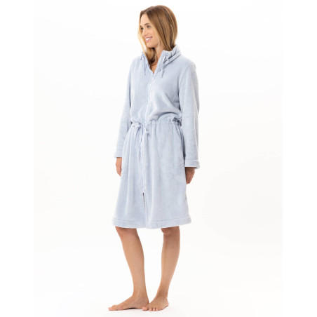 Veste zippée en peluche flanelle ESSENTIEL Ciel | Lingerie le Chat