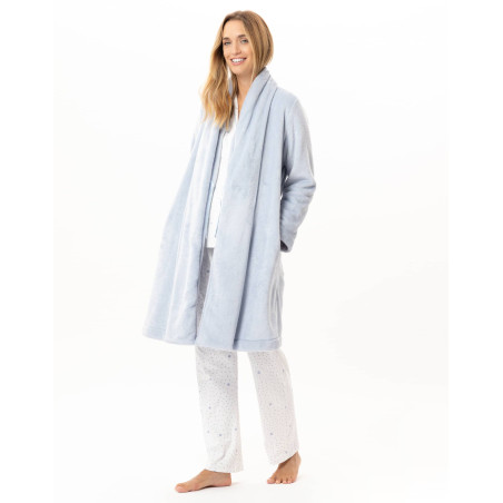 Veste en peluche flanelle ESSENTIEL Ciel | Lingerie le Chat