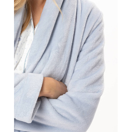Veste en peluche flanelle ESSENTIEL Ciel | Lingerie le Chat
