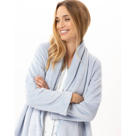 Veste en peluche flanelle ESSENTIEL Ciel | Lingerie le Chat