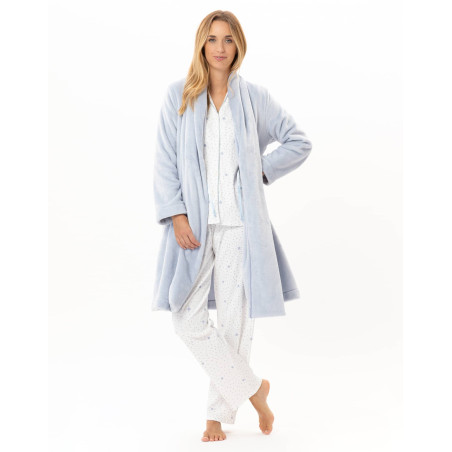 Veste en peluche flanelle ESSENTIEL Ciel | Lingerie le Chat