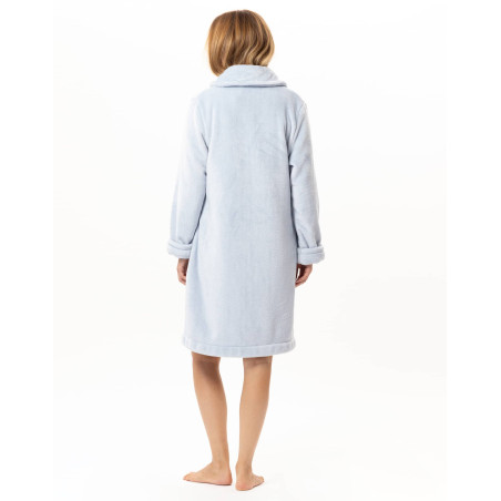 Robe de chambre zippée en peluche flanelle ESSENTIEL Ciel | Lingerie le Chat