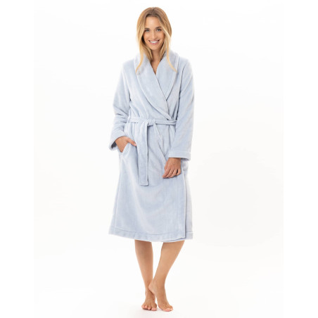 Peignoir croisé en peluche flanelle ESSENTIEL Ciel | Lingerie le Chat