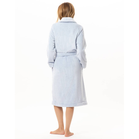 Peignoir croisé en peluche flanelle ESSENTIEL Ciel | Lingerie le Chat