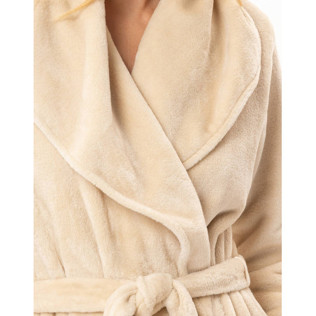 Plush flannel crossed dressing gown ESSENTIEL Shell | Lingerie le Chat