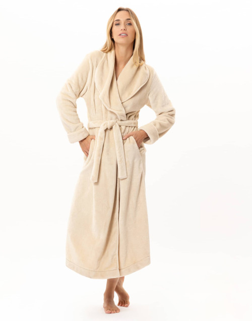 Plush flannel crossed dressing gown ESSENTIEL Shell | Lingerie le Chat