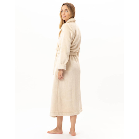 Peignoir croisé long en peluche flanelle ESSENTIEL Coquille | Lingerie le Chat