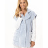 Veste manches courtes boutonnée en peluche flanelle ESSENTIEL Ciel