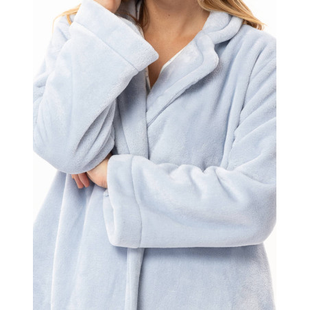 Veste boutonnée en peluche flanelle ESSENTIEL Ciel