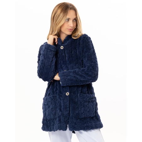 Veste boutonnée effet tressé ESSENTIEL Marine | Lingerie le Chat