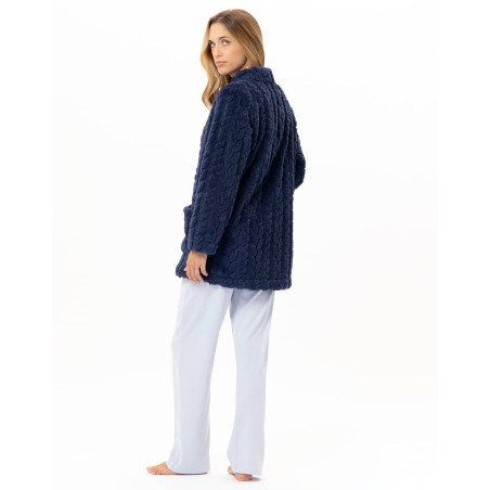 Veste boutonnée effet tressé ESSENTIEL Marine | Lingerie le Chat