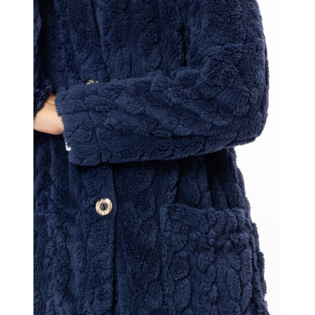 Veste boutonnée effet tressé ESSENTIEL Marine | Lingerie le Chat