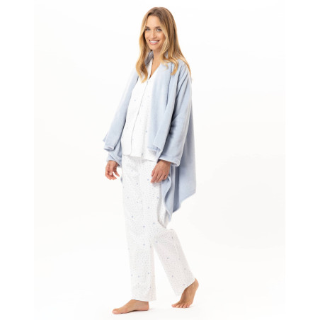 Veste asymétrique en peluche flanelle ESSENTIEL Ciel | Lingerie le Chat