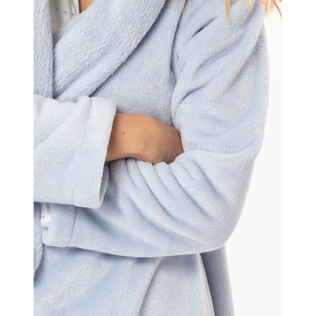 Asymmetrical plush flannel jacket ESSENTIEL Sky | Lingerie le Chat