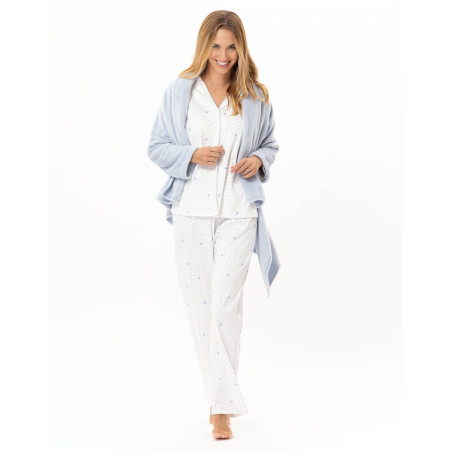 Asymmetrical plush flannel jacket ESSENTIEL Sky | Lingerie le Chat