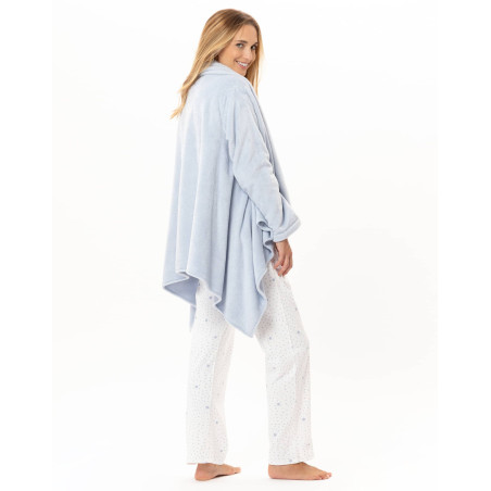 Asymmetrical plush flannel jacket ESSENTIEL Sky | Lingerie le Chat