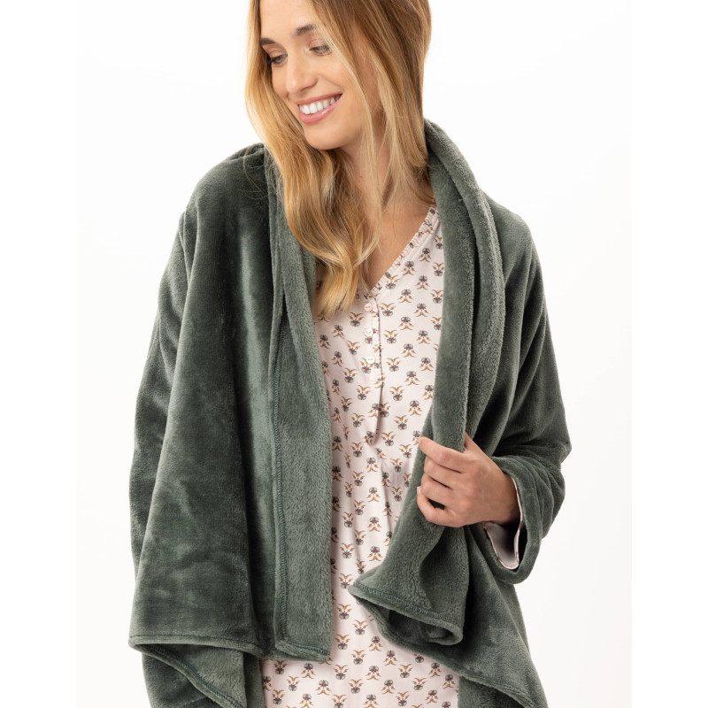 Asymmetrical plush flannel jacket ESSENTIEL Lichen | Lingerie le Chat