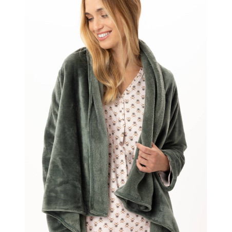Asymmetrical plush flannel jacket ESSENTIEL Lichen | Lingerie le Chat