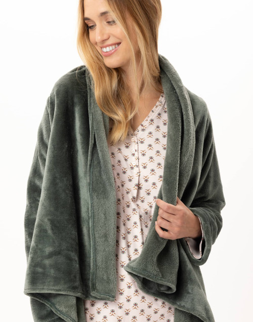 Asymmetrical plush flannel jacket ESSENTIEL Lichen | Lingerie le Chat