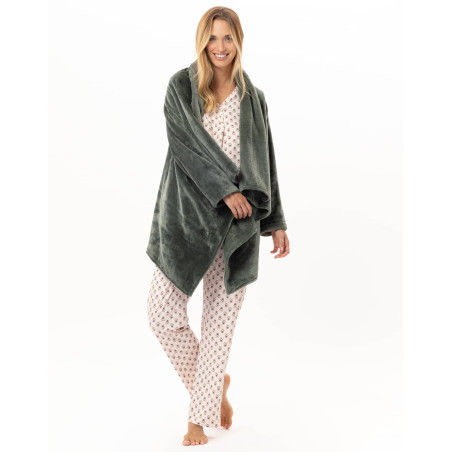 Asymmetrical plush flannel jacket ESSENTIEL Lichen | Lingerie le Chat