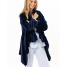 Asymmetrical plush flannel jacket ESSENTIEL Navy Blue
